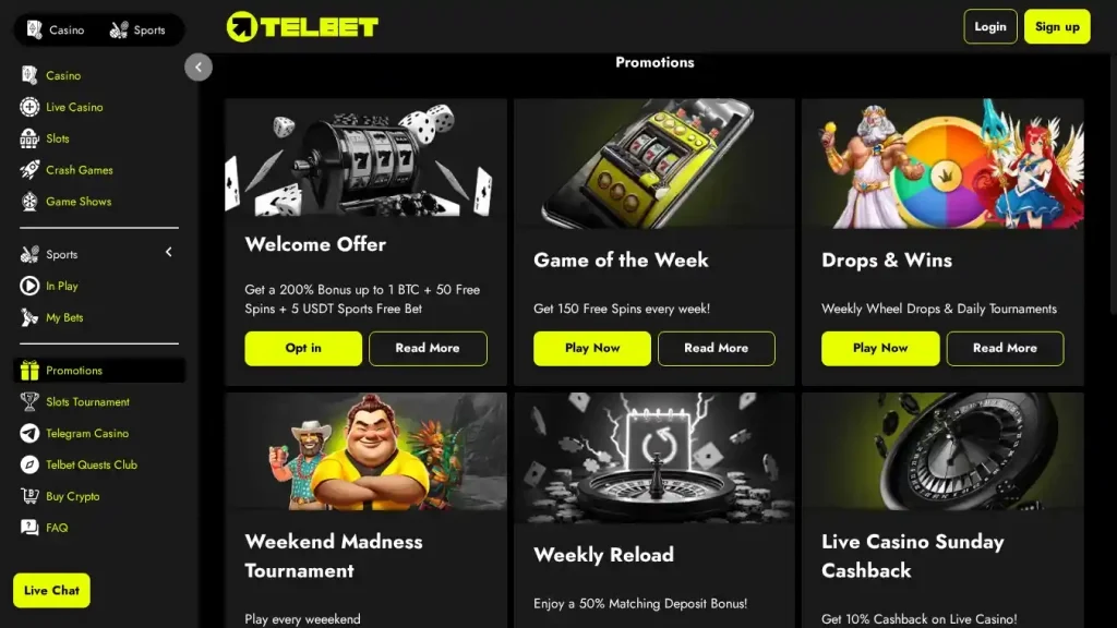 Telbet Casino Bonuses & Promotions
