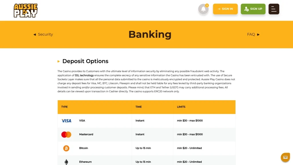 Aussie Play Banking Options