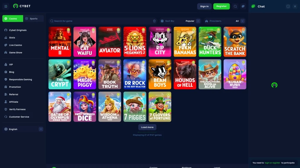 Cybet Casino Casino Games
