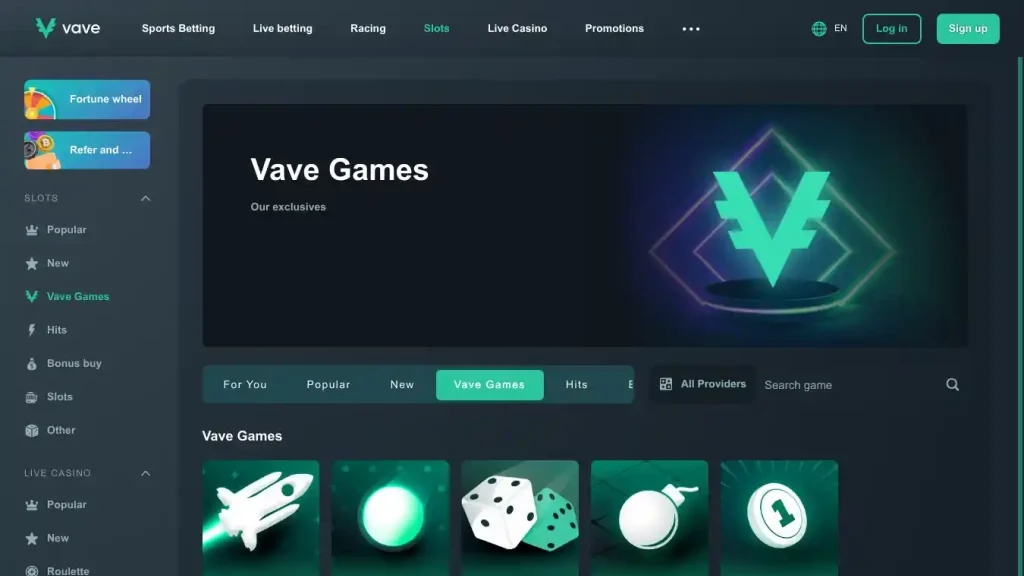 Vave Casino Games
