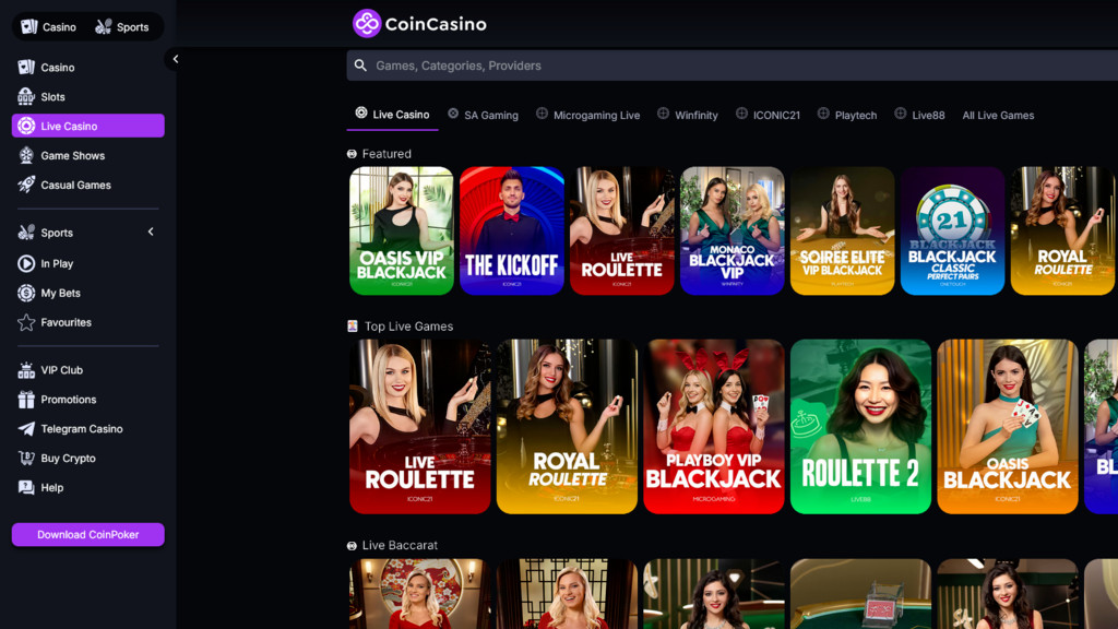 CoinCasino Live Games