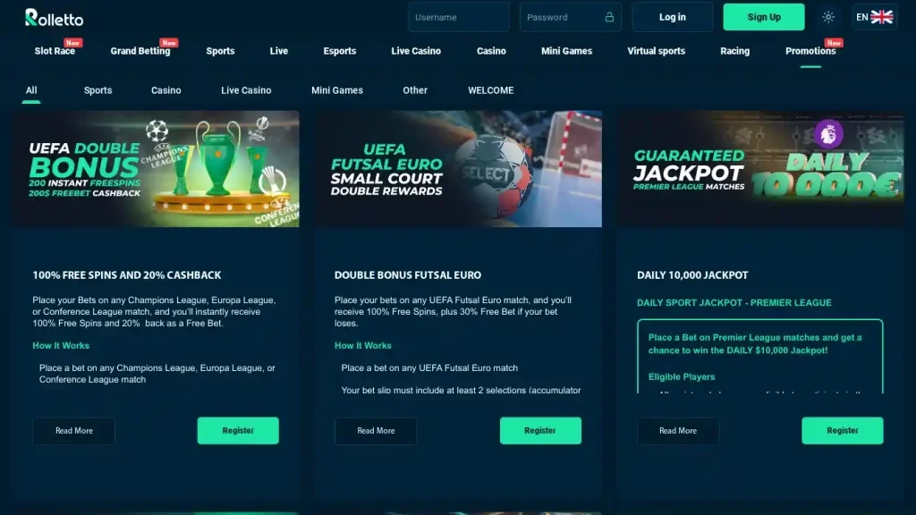 Rolletto Bonuses & Promotions