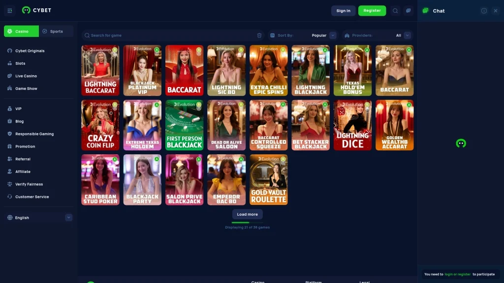 Cybet Casino Live Games